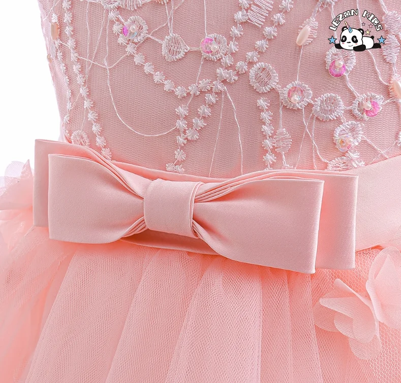 LEZONKIDS - Popular Pearls Beaded Ruffle Flower Girl Dress Kids Birthday Party Girls Formal Dress for Girls